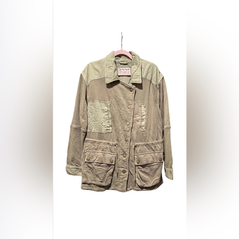 Free People We The Free Saturday Utility Jacket, Sweet Sage, Olive, Size Medium - Picture 7 of 8